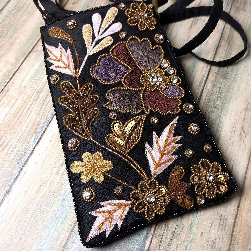 Beaded Embroidered Sequin Floral Crossbody Bag Purse Fairy Grunge Festival Glam